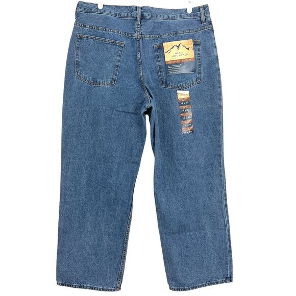 Blue Mountain Men's Denim Jeans Size 38x30 Straight Leg Regular Fit Cotton Blue - Picture 2 of 12